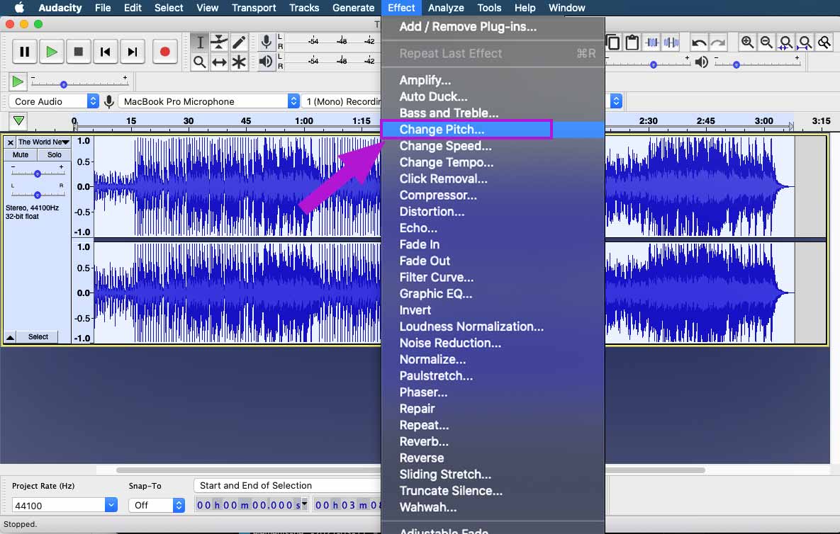 mp3 key changer audacity