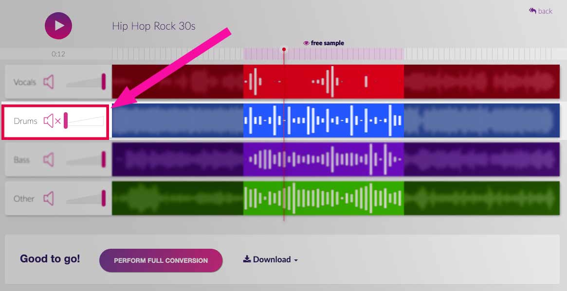 remove drums from song