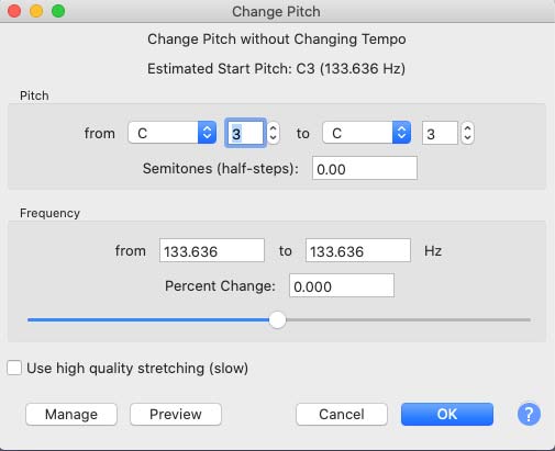 audacity for mac change speed without changing pitch