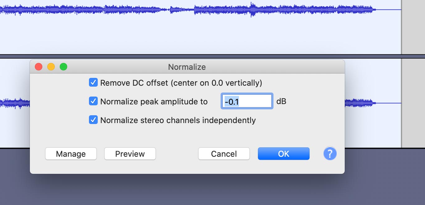 normalize track audacity